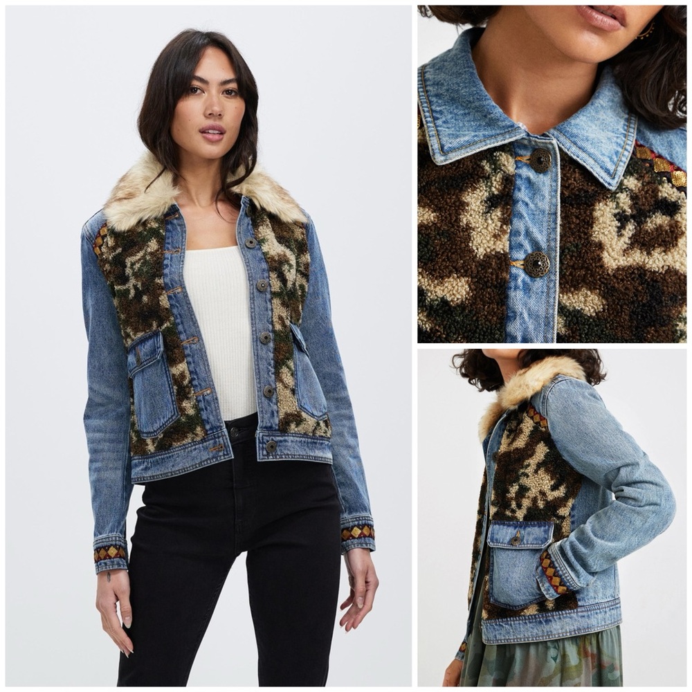 Desigual ~ Slim Fur Effect Denim Jacket